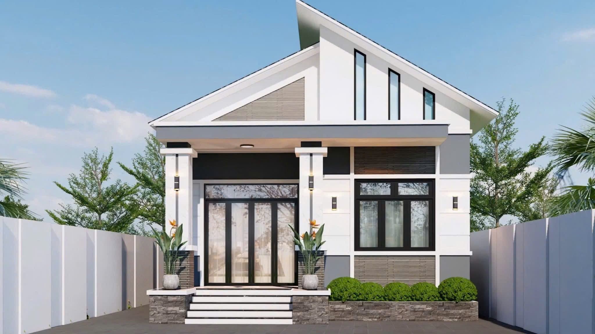 Nhà cấp 4 mái lệch hiện đại